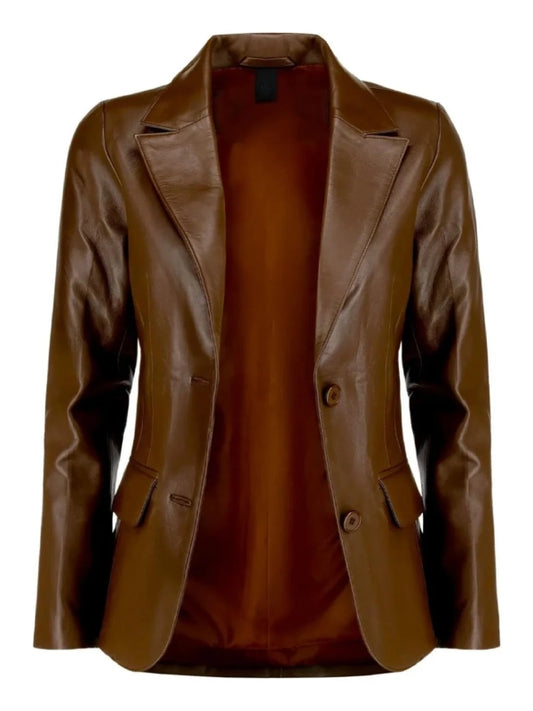 classic-brown-leather-blazer-women