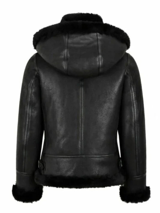 womens-black-fur-collar-shearling-bomber-jacket