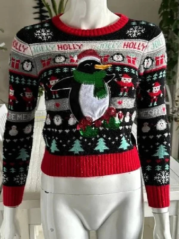 2025-a-royal-icing-christmas-penguin-print-green-sweater