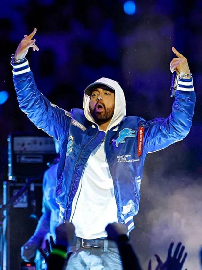 EminemThanksgivingDay2025FootballGameDetroitLionsBomberJacket