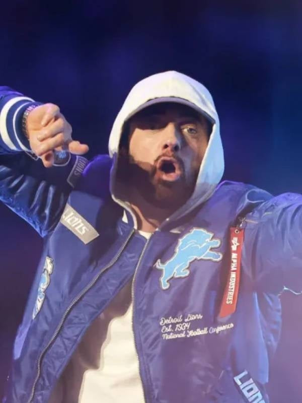 EminemThanksgivingDayFootballGameDetroitLionsBomberJacket