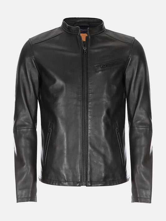 burton-mandarin-collar-black-leather-jacket