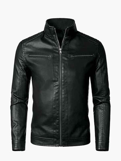 mens-black-biker-slim-fit-leather-jacket