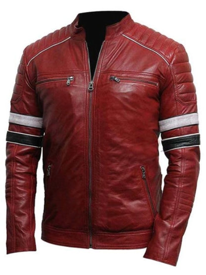 mens-cafe-racer-red-striped-leather-jacket-detail