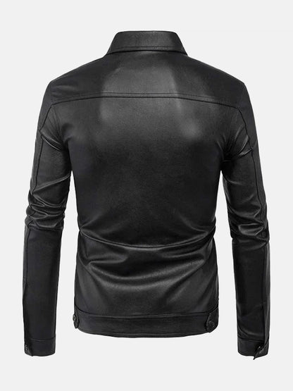 mens-turn-down-style-collar-black-leather-jacket