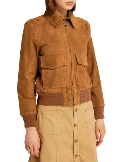 stylish-women-camel-brown-suede-bomber-jacket
