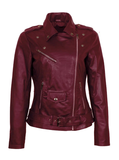 stylish-womens-maroon-leather-biker-jacket