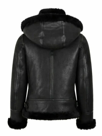 womens-black-fur-collar-shearling-bomber-jacket