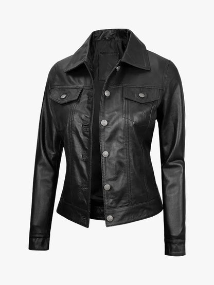 womens-black-leather-trucker-jacket