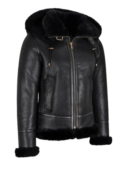 womens-black-shearling-hooded-bomber-jacket-with-fur-collar
