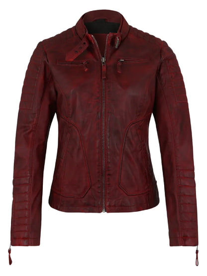 womens-dark-red-leather-biker-jacket